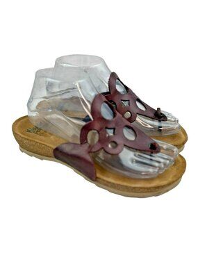 *Wanda Panda TARI Comfort Sandals Womens Size 38 Plum Leather Cut Out Slide